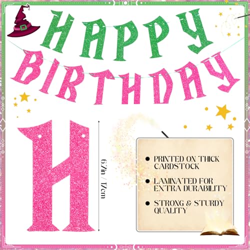 Witch Birthday Banner - Pink & Green Party Decorations