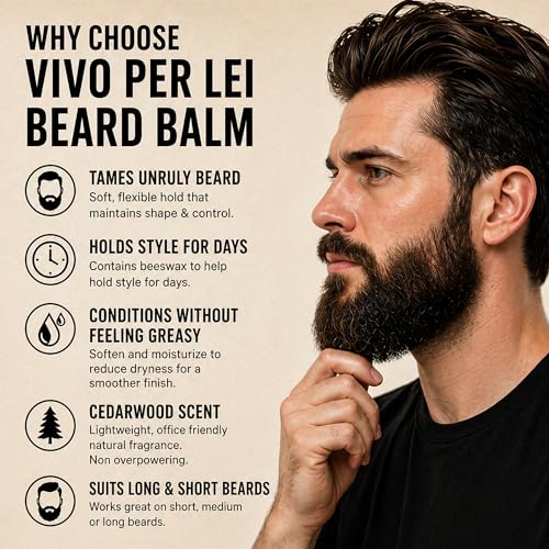 Vivo Per Lei Style Hold Beard Balm with Argan Oil & Cedarwood Scent 2.11 Oz