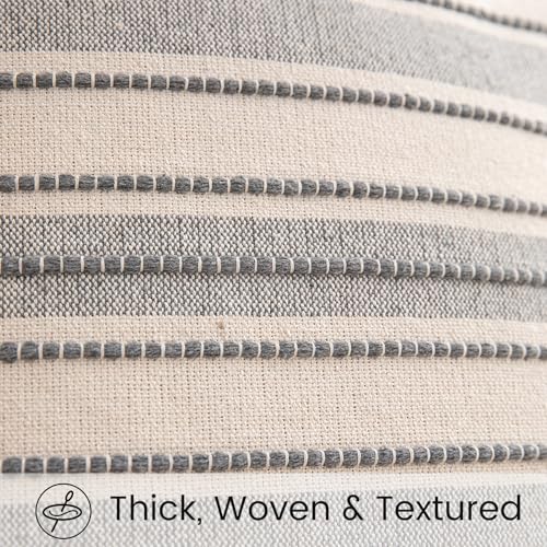 Beige and Grey Boho Decorative Throw Pillow Cover 18x18 - Modern Farmhouse Style