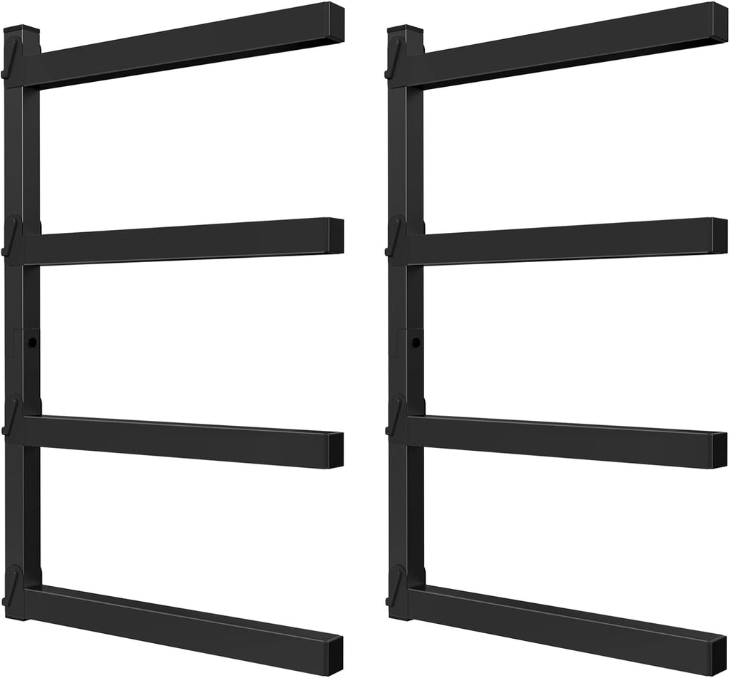NANANARDOSO Wall Mount Wood Organizer - Heavy Duty Metal Shelf with 4 Levels | 2 Pack for Indoor/Outdoor Use