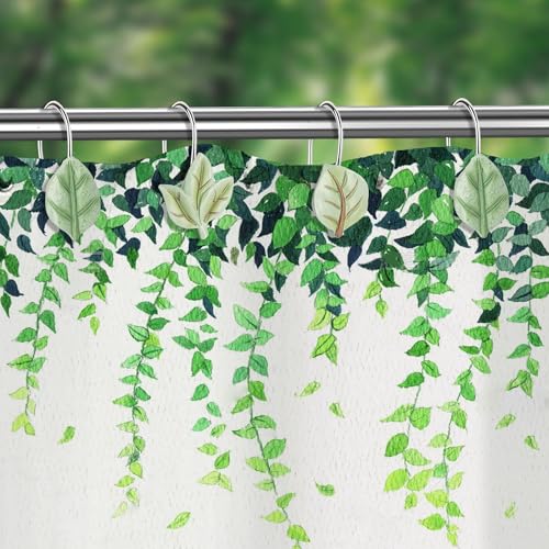 12pcs Leaf Shower Curtain Hooks - Rust Proof & Heavy Duty