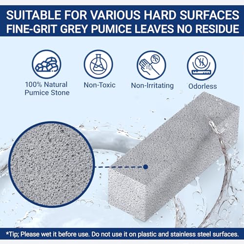 FAZMoss Extra Long Handle Pumice Stone for Toilet Cleaning - 2 Pack