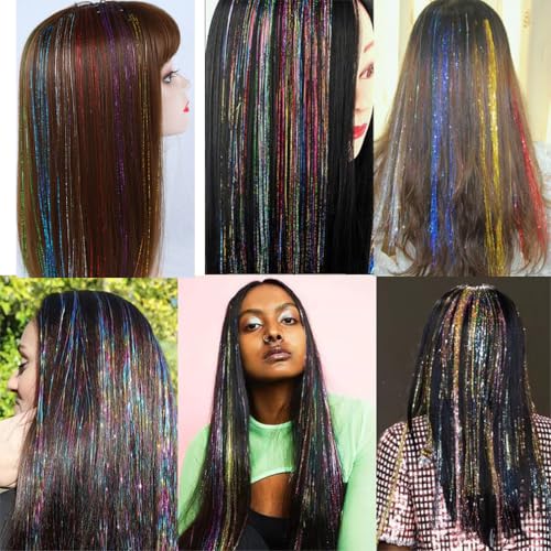 Lake Blue Hair Tinsel Extensions 44 Inch Glitter Fairy Hair Kit