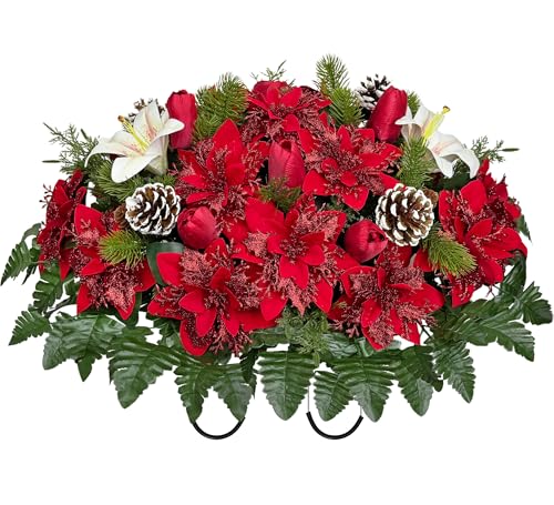 Artificial Cemetery Flower Saddle for Headstone Christmas Tribute