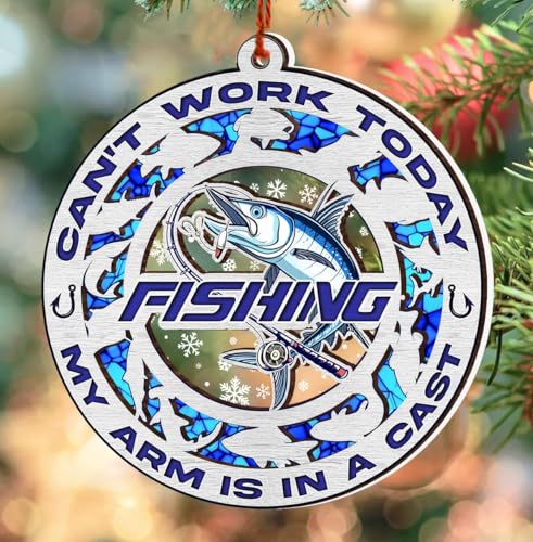 Fishing Christmas Ornament - Suncatcher Fisherman Gift for Tree