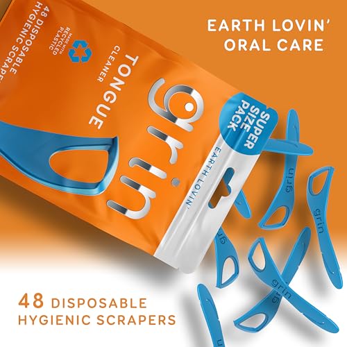 Grin Disposable Tongue Cleaner 48 Count with Toothpick