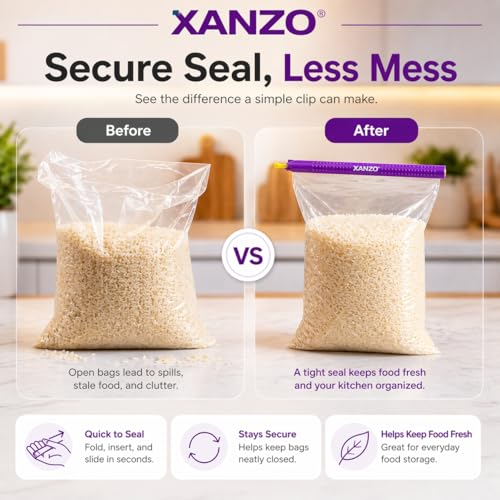 Xanzo Heavy Duty Chip Clips - 12 Durable Airtight Food Bag Closers