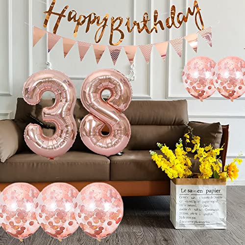 Rose Gold 24th Birthday Decoration Kit with Balloons & Banner