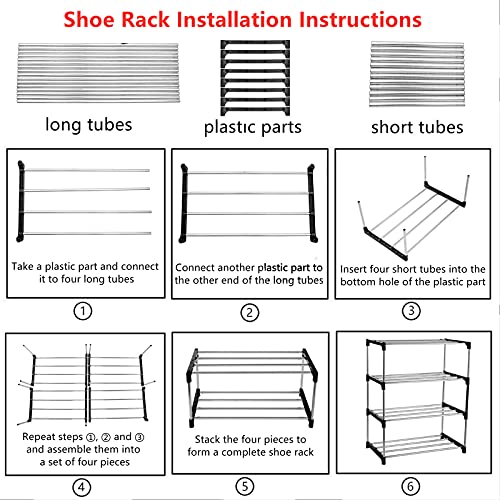 Xerhnan 3-Tier Stackable Shoe Rack - Lightweight Metal Storage Organizer, Black