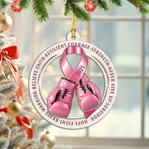 Brevnex Breast Cancer Survivor Wooden Christmas Ornament for Women 2025