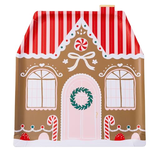 Gingerbread House Paper Plates - 8 Pack for Holiday Parties & Christmas Dinner
