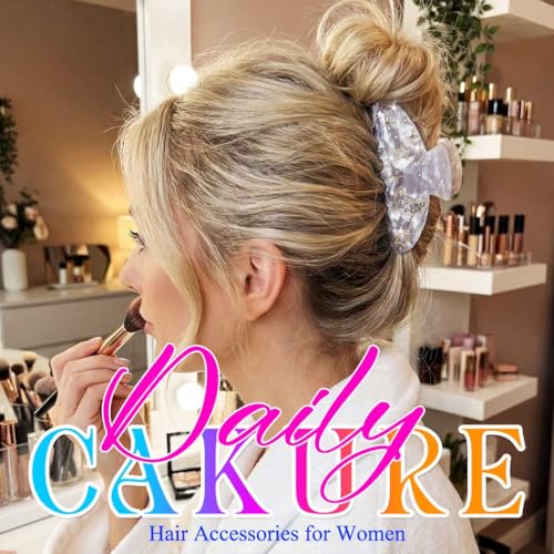 CAKURE Acrylic Hair Claw Clips 2-Pack Medium Shell Star Moon Rhinestone