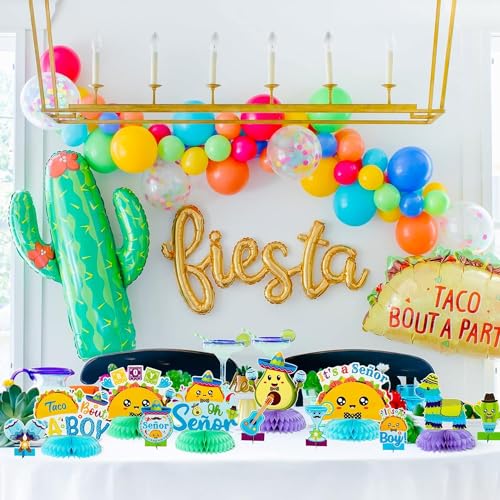 Haooryx Gender Reveal Honeycomb Centerpieces - 12Pcs Taco Theme