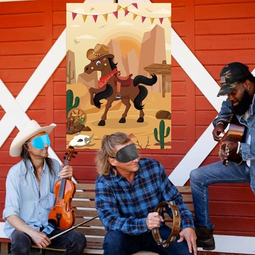 Pin the Tail on the Horse Game - Cowboy Party Supplies for Kids