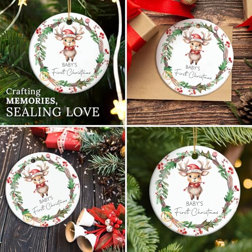 Baby's First Christmas Ornament 2025 - 3 Inch Ceramic Keepsake