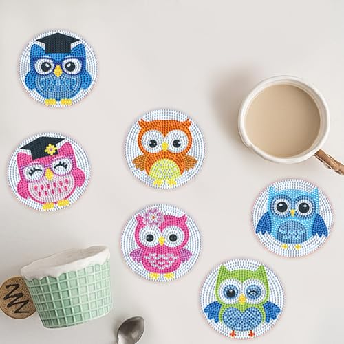DIY Diamond Painting Coaster Kits with Rhinestones & Holders - Unique Home Decor Crafts for Adults