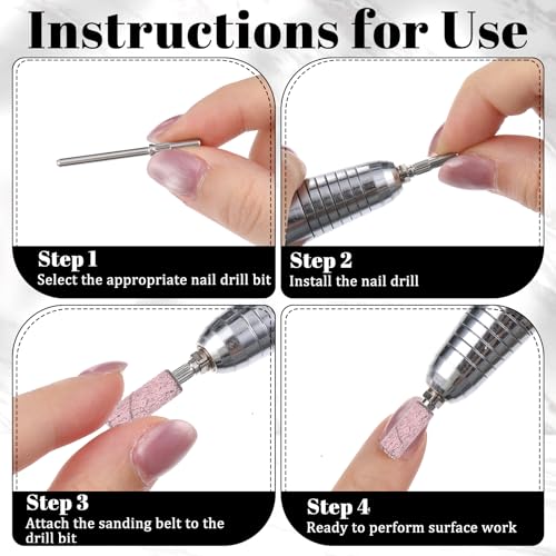 Eldraqth 6 Pcs Mini Mandrel Nail Drill Bits for Sanding Bands Stainless Steel