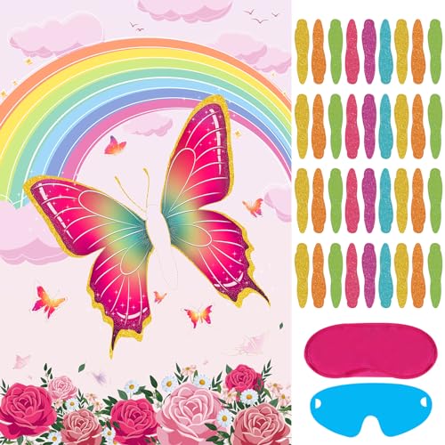 Pin The Tail on The Butterfly Game - 36 Tails & Large Poster