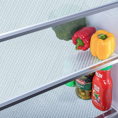 Bloss Refrigerator Shelf Liners - Clear Grid, 12" x 78" Washable EVA Mats