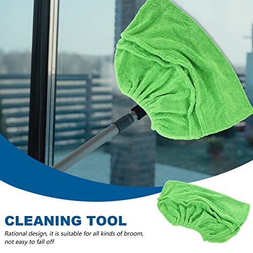 KALLORY Washable Microfiber Broom Cover - Green Reusable Mop Cloth