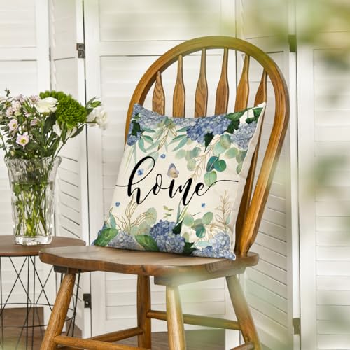 AVOIN Colorlife Hydrangea Floral Throw Pillow Cover, 18x18