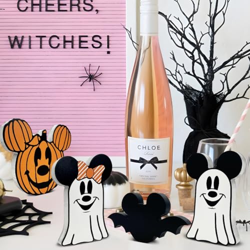 Cute Halloween Mouse Table Decorations - 4pcs Wooden Set
