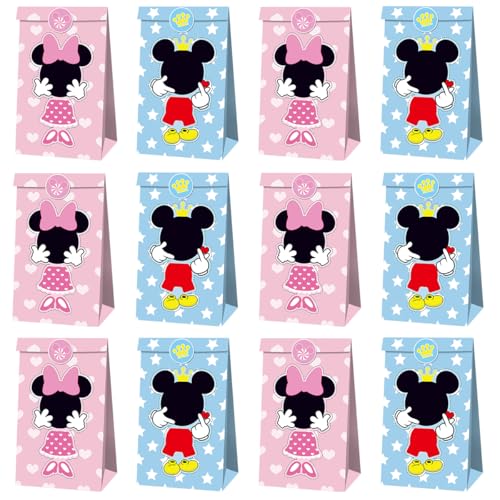 12Pcs Mouse Party Bags with Stickers - Birthday Favor Supplies