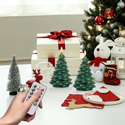 Lasumora Christmas Tree Flameless Candles with Remote Timer - B-Fairy Lights