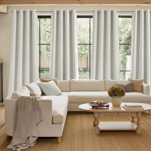 NICETOWN Natural Room Darkening Curtains, Linen Look, 42"W x 84"L (Pack of 2)
