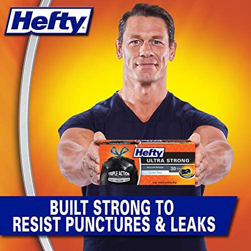 Hefty Ultra Strong 30 Gallon Trash Bags, Black, Unscented, 42 Count Pack
