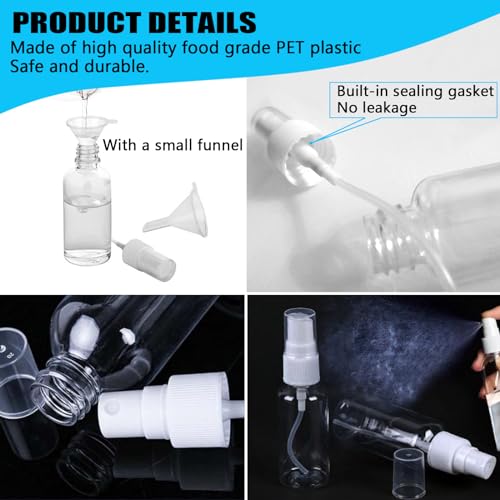 7 Pack 30ml Clear Plastic Spray Bottles Refillable Travel Containers