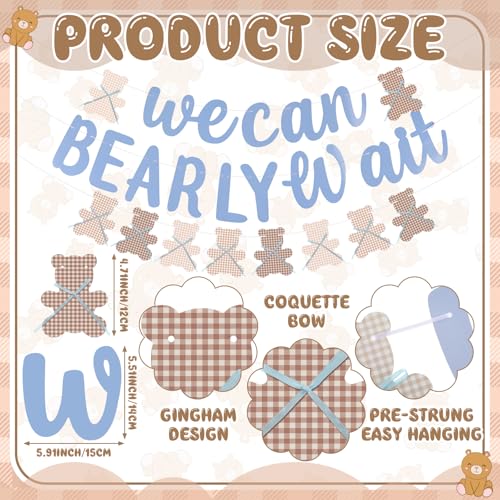 We Can Bearly Wait Teddy Bear Baby Shower Banner and Garland Set