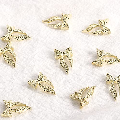 Vctitil 40PCS Gold and Silver Alloy Bow Nail Art Charms