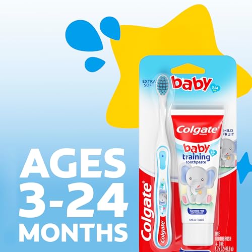 Colgate Baby Toothbrush and Fluoride-Free Training Toothpaste Kit, 3-24 Months