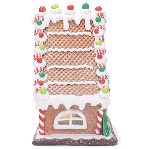 Lighted Gingerbread Lodge Décor - 11.5 Inch Holiday Village Centerpiece