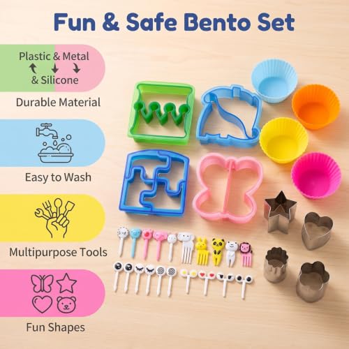 32-Piece Bento Lunch Box Accessories Set - Sandwich Cutters & Food Picks