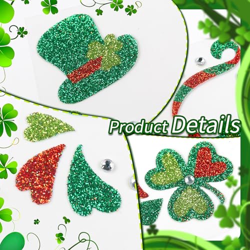 St. Patrick's Day Green Clover Face Gems and Rhinestone Stickers