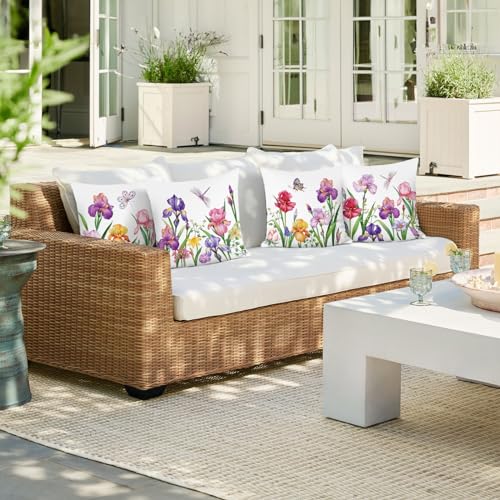 Bonhause Floral Throw Pillow Covers Set of 4, 18x18 Inch Velvet Cushion Cases for Home Decor
