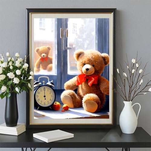 5D Diamond Art Kit - Bear Mosaic Painting, 12x16 Inch DIY