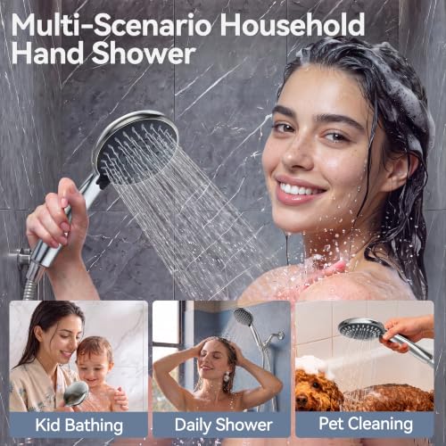 MakeFit Handheld Shower Head with 5 Spray Modes for Low Water Pressure