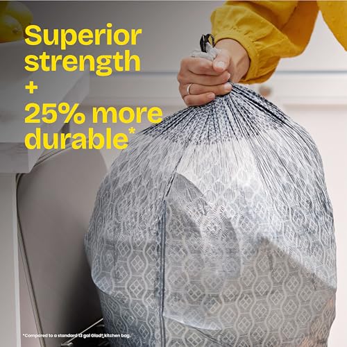 Glad ForceFlex MaxStrength Tall Kitchen Trash Bags, 13 Gallon, Mountain Air, 34 Ct