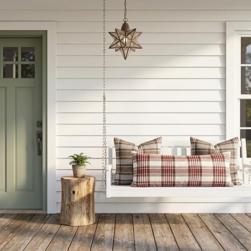 Farmhouse Christmas Tartan Lumbar Pillow Cover 14x36 Pack of 1 - Red Plaid Decor