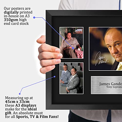 Signed James Gandolfini Sopranos Autograph Photo 16x12 Inch Framed TV Show Fan Gift
