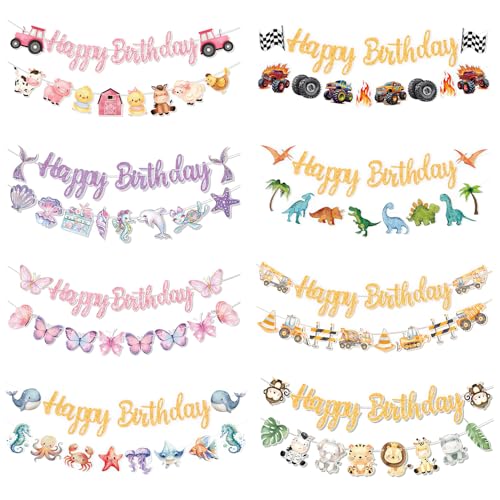 Monster Truck Happy Birthday Banner - Racing Party Decorations (8-Monster Truck)