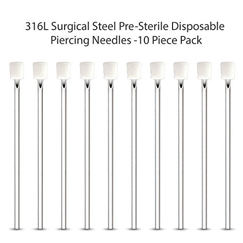 BodyJ4You 10-Piece 18G Piercing Needles Sterile Surgical Steel