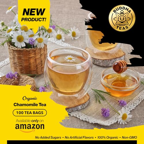 Buddha Teas Organic Chamomile Tea Bags - Caffeine Free, 100 Count