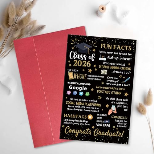 Qiavor Class of 2026 Graduation Card for Friends & Classmates - Funny Congrats Gift