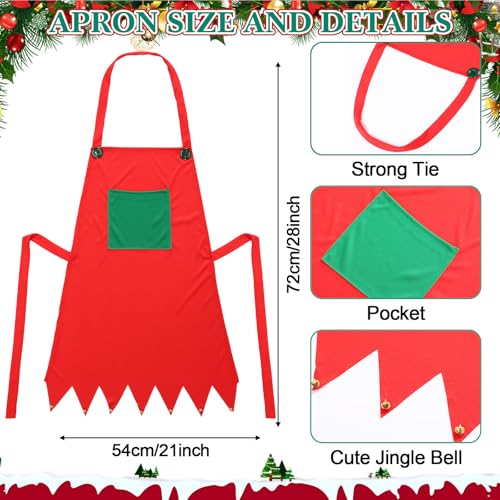 Christmas Elf Aprons and Headbands Set - Green and Red, Holiday Costume Accessories