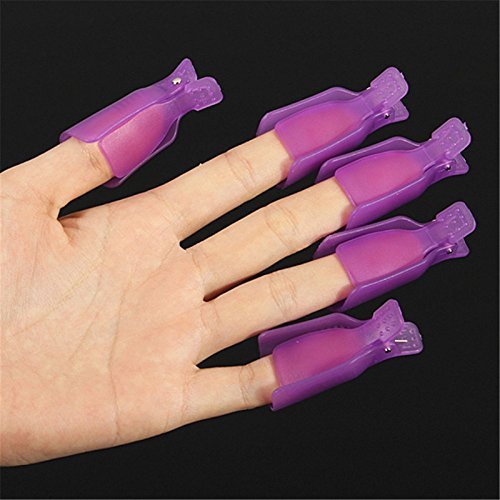 Acrylic Nail Polish Remover Clips 10Pcs Soak Off Cap Wraps Purple