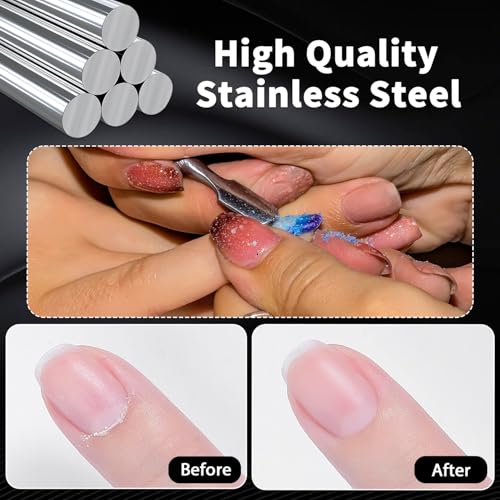 Stainless Steel Cuticle Pusher and Remover Tool 2-Pack with Case